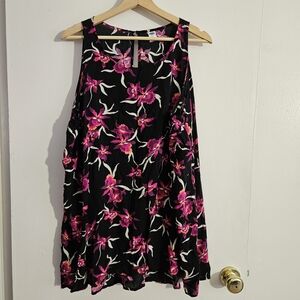 SIZE 3X OLD NAVY shirt top sleeveless floral black purple white
